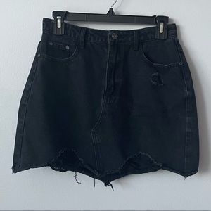Missguided Distressed Black Denim Mini Skirt Size 6